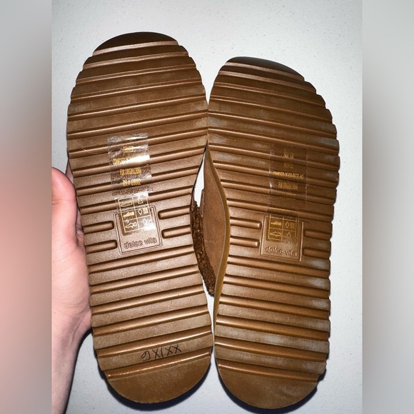 NWOB Dolce Vita Lelani Plush Flats Pecan Suede platform Mules faux fur lined 8.5 - Picture 8 of 14